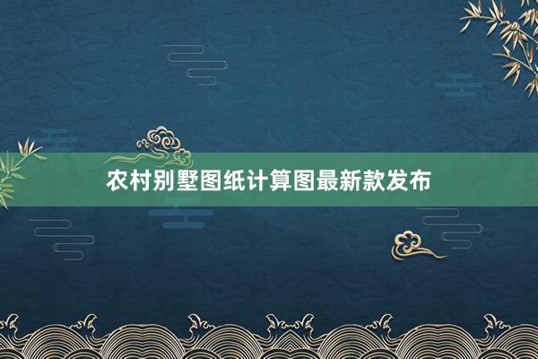 农村别墅图纸计算图最新款发布